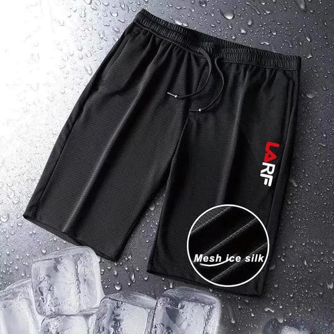 Pantalon d'été fin et Cool pour hommes, grande taille, étudiant décontracté, sport à cinq points, short de plage ample pour hommes M black