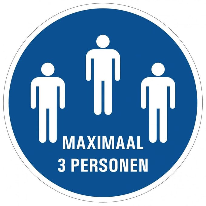 Maximaal 3 personen bord - kunststof 200 mm