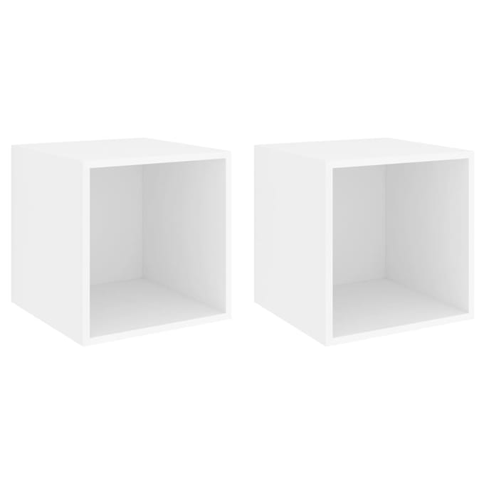 vidaXL - Wandkasten - 2 - st - 37x37x37 - cm - bewerkt - hout - wit