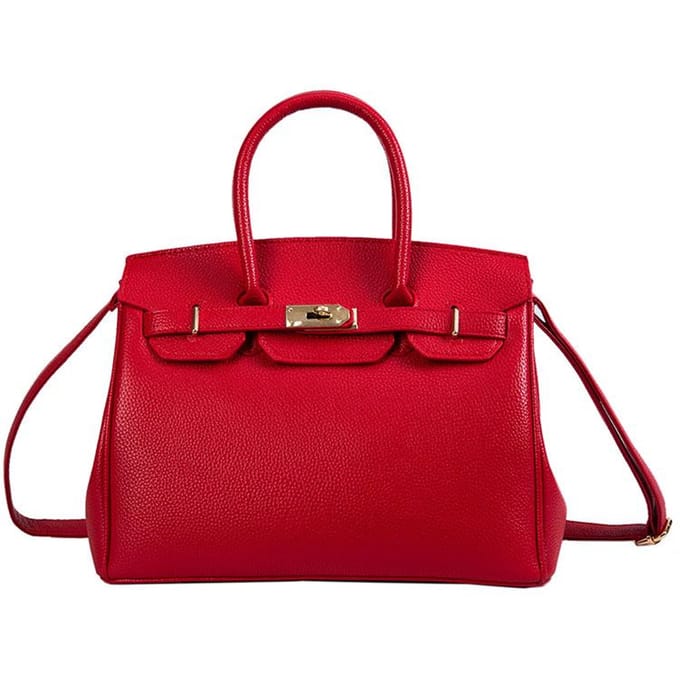 2020 Lock Handtas Mode Lychee Patroon Enkele Schouder Diagonaal Platina 30cm*15cm*24cm rood