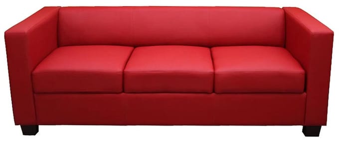 3-zits bank loungebank Lille ~ leer, rood