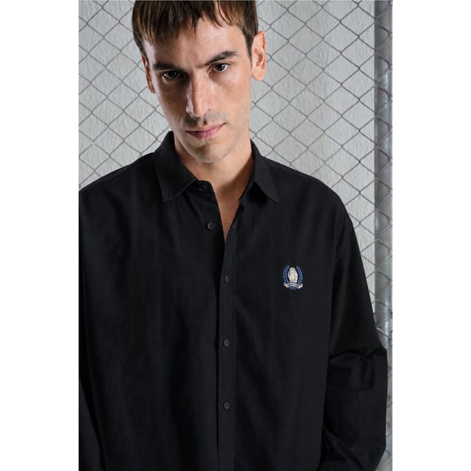 Heren Geborduurd Katoenen Poplin Shirt