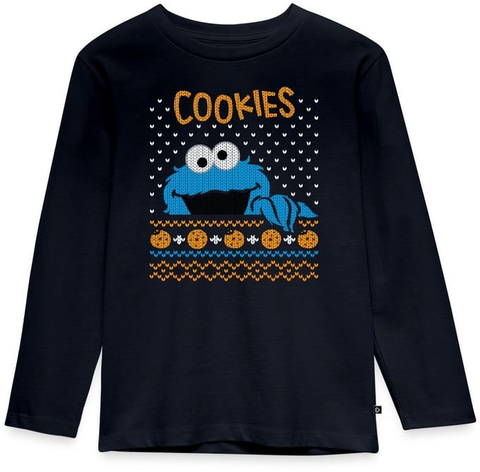 Sesamstraat Koekiemonster Cookies Lelijk Kerst Premium T-Shirt Kinderen