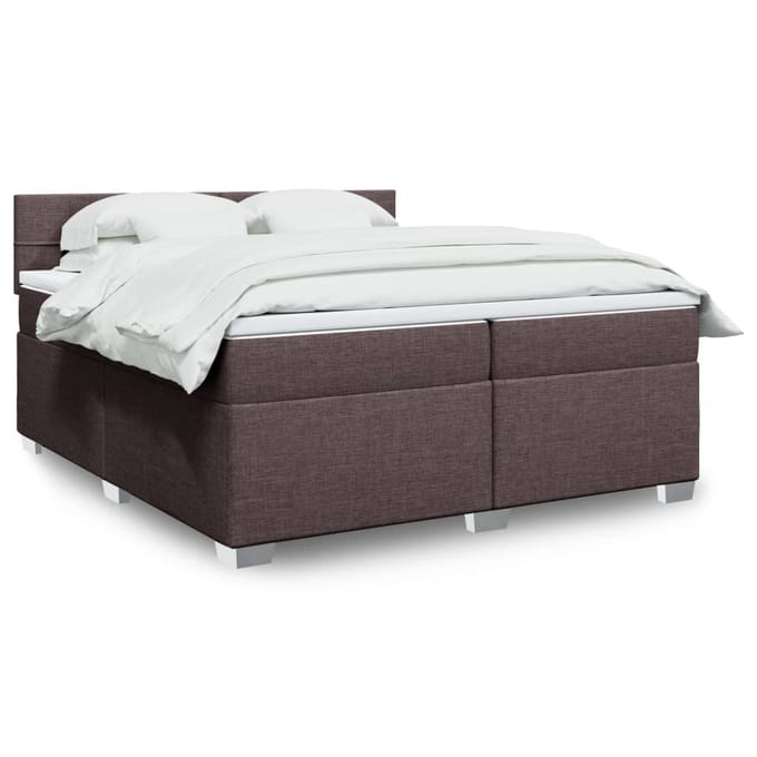 vidaXL - Boxspring - met - matras - stof - donkerbruin - 200x200 - cm