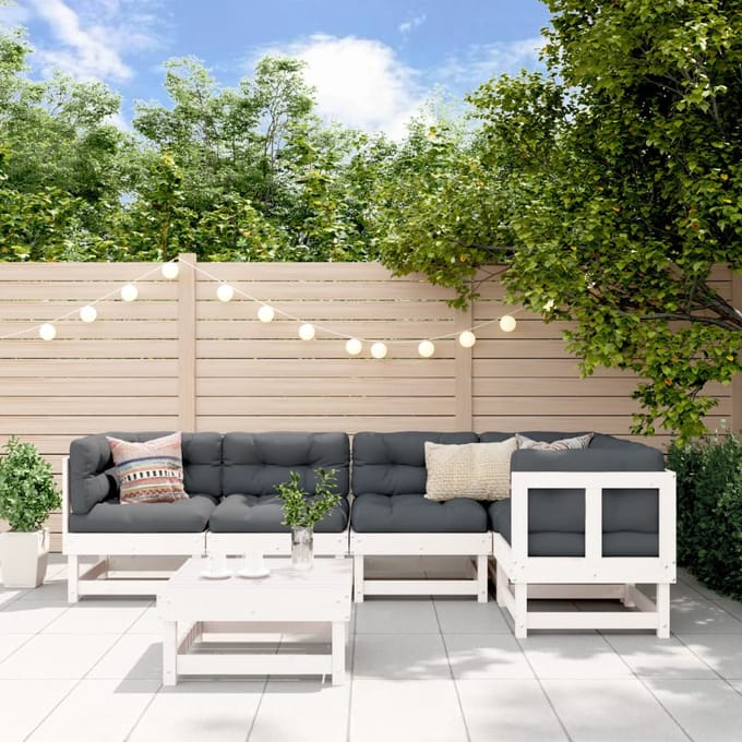 vidaXL - 6-delige - Loungeset - massief - grenenhout - wit