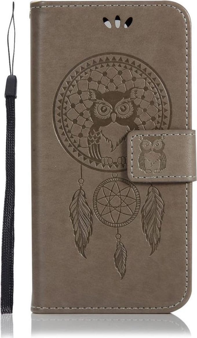 Shop4 - Geschikt voor Nokia 3.1 (2018) Hoesje - Wallet Case Dromenvanger Uil Grijs