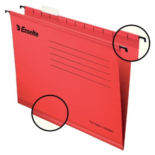 Esselte Classic Versterkte Hangmap - A4 - 25 stuks - Rood - Voor Thuiswerken - Ideaal Voor Thuiskantoor