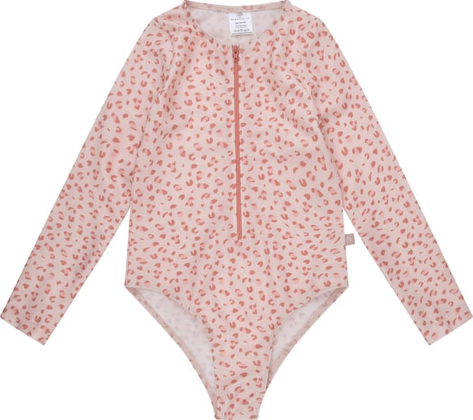 Swim Essentials UV Badpak Meisjes - Lange Mouwen - Oudroze - Leopard - 122/128