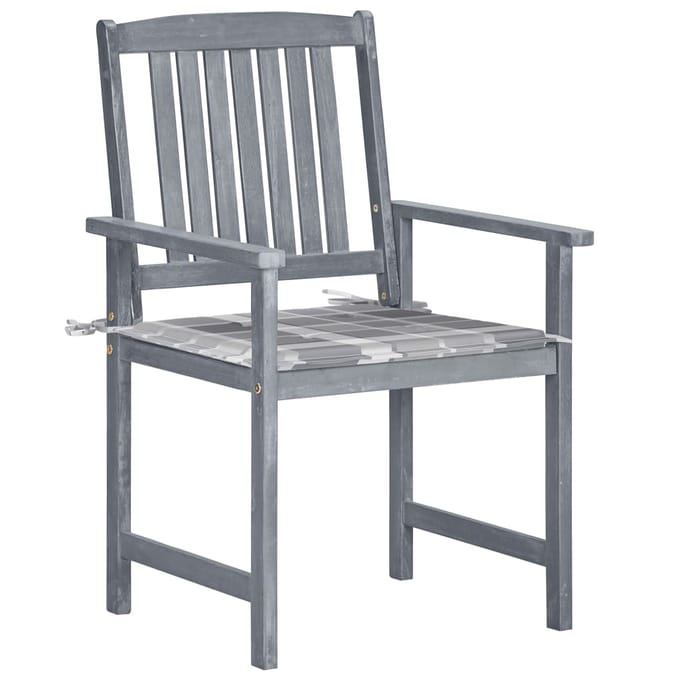 vidaXL - Tuinstoelen - 6 - st - met - kussens - massief - acaciahout - grijs