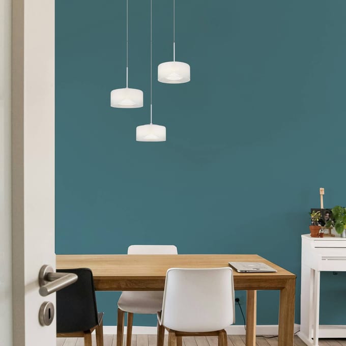 Globo Belinda LED hanglamp, Ø 40 cm, wit, 3-lamps, glas