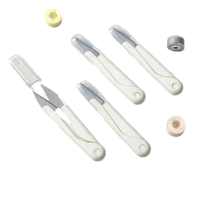 Ciseaux en acier inoxydable avec couvercle, tête de fil Portable, fil de poisson, ciseaux à coudre, point de croix, ciseaux de tailleur 1pcs white