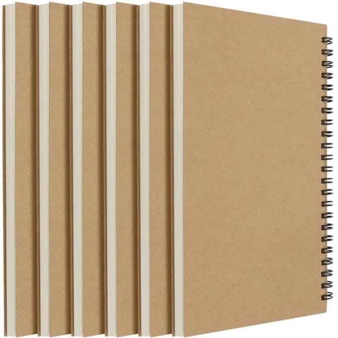 Jhubersproducts - A5 schetsboek - 6 stuks spiraalgebonden