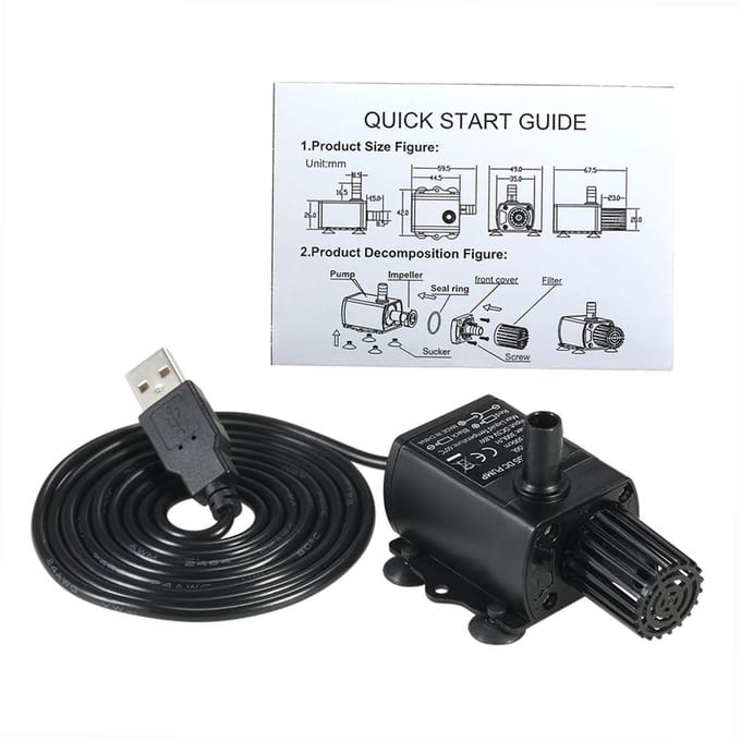 Decdeal Ultra-stille Mini USB DC5V 4.8W 300L/H Lift 300cm Borstelloze Waterpomp Waterdicht