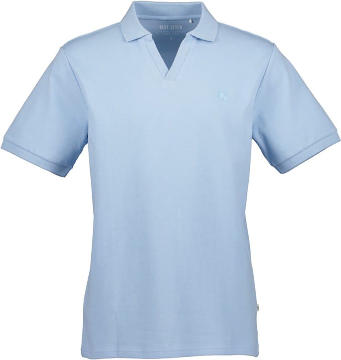 Blue Seven - Polo 321184 blauw uni KM v-hals - maat L