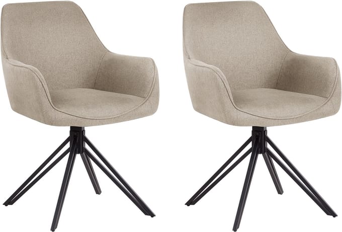 JODAR - Eetkamerstoel set van 2 - Taupe - Polyester