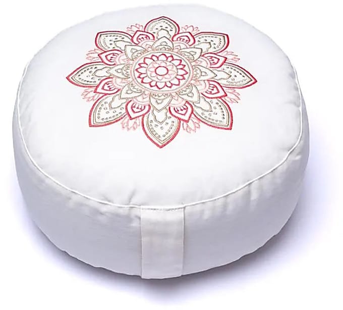 Meditatiekussen wit mandala biokatoen (OCS)