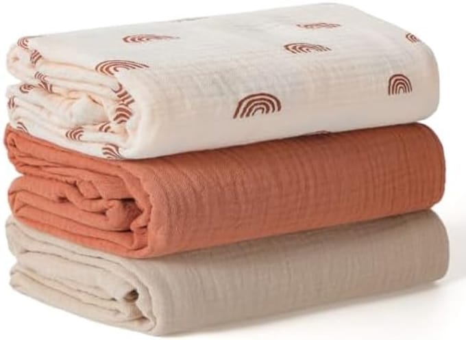 Zachte mousseline inbakerdoek voor baby's - 3 stuks - 100x100 cm