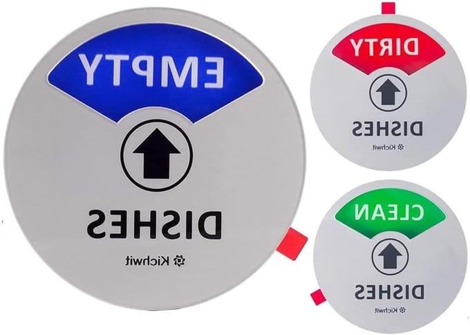 Vaatwasser Indicator - Schoon Vies Bordje - Status Aangeven - Drie Opties - 89 cm Diameter - Zilver