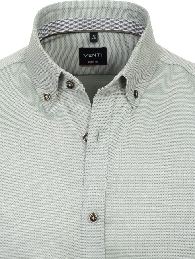 Venti Groen Overhemd Button Down Boord Body Fit - XXL