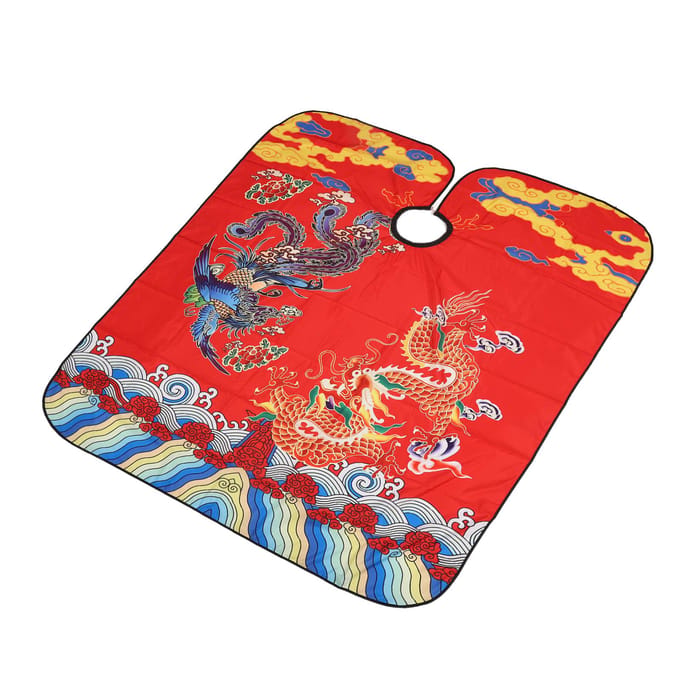 Haarkap Kapselcape Chinese Stijl Patroon Verstelbare Strakheid Waterdicht Kledingbescherming Kapperssjaal red