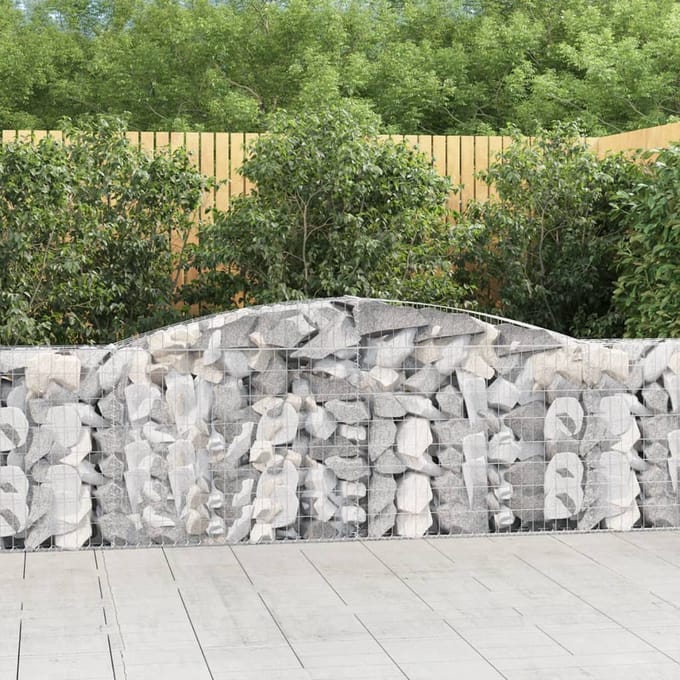 vidaXL - Schanskorven - 4 - st - gewelfd - 400x30x80/100 - cm - ijzer