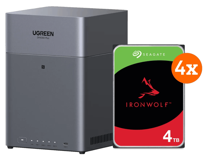 UGREEN NASync DH4300 Plus + Seagate Ironwolf 4TB 4-Pack