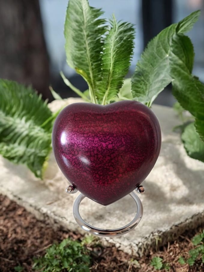 Hart Urn - Verdeel Urn - Roze Zwart - Pink metallic 13098