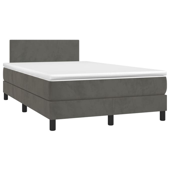 vidaXL - Boxspring - met - matras - en - LED - fluweel - donkergrijs - 120x200 - cm