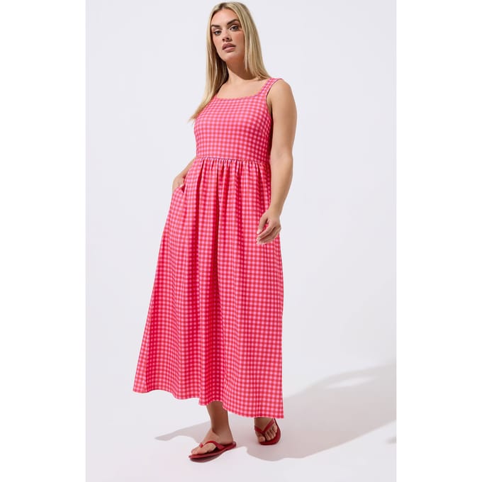 Limited Collection Roze Geruite Maxijurk Size 50-52