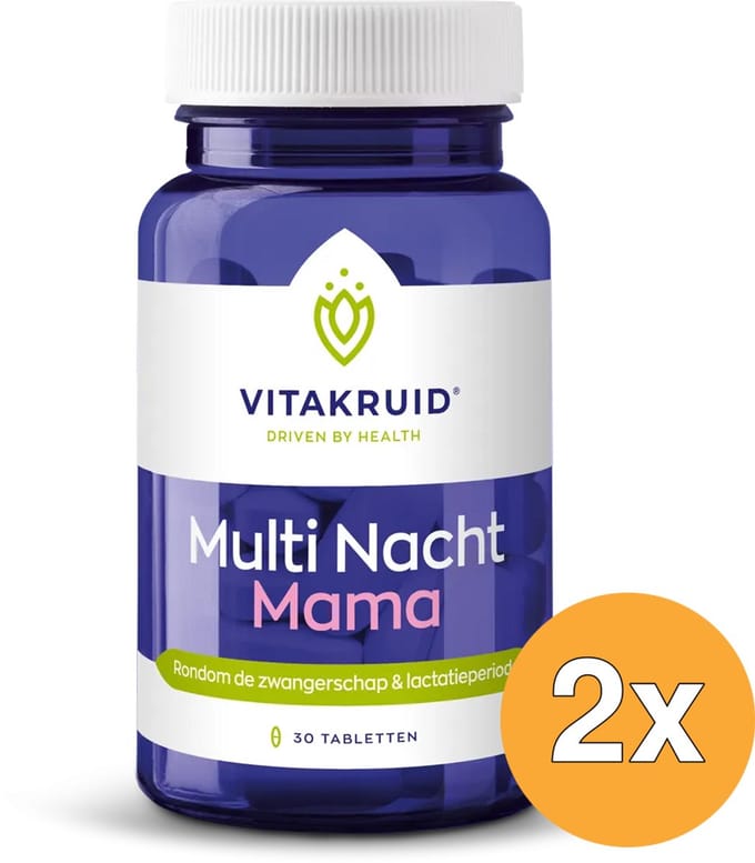 2x Vitakruid Multi Nacht Mama 100% Vegan (30 tabletten)