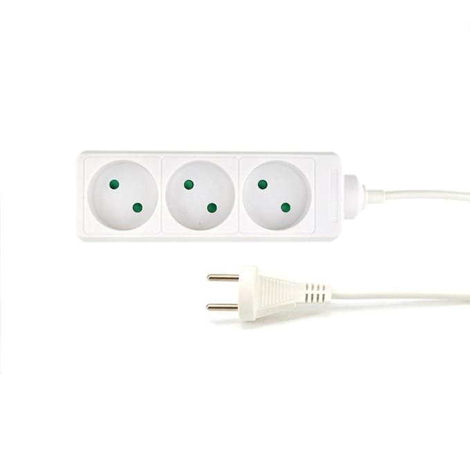 AWTOOLS - Verlengsnoer - 5m - 5 Stopcontacten - Wit - Zonder Aarding
