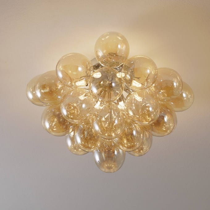 Maytoni Plafondlamp Balbo, glazen barnsteen
