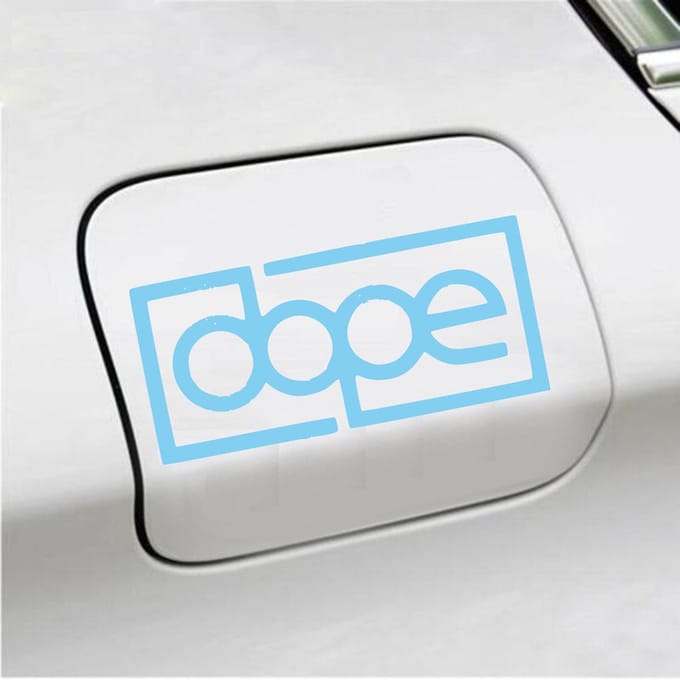 Bumpersticker - Dope - 6,8 X 14,8 - Licht Blauw