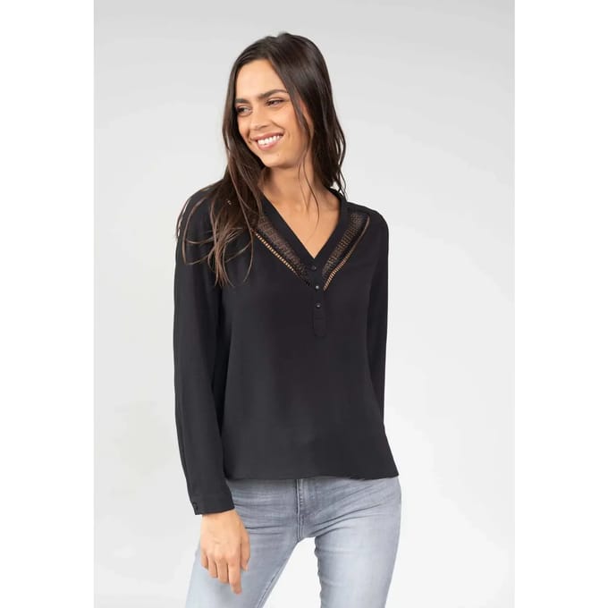 DEELUXE Effen crêpe blouseVALERIA Black