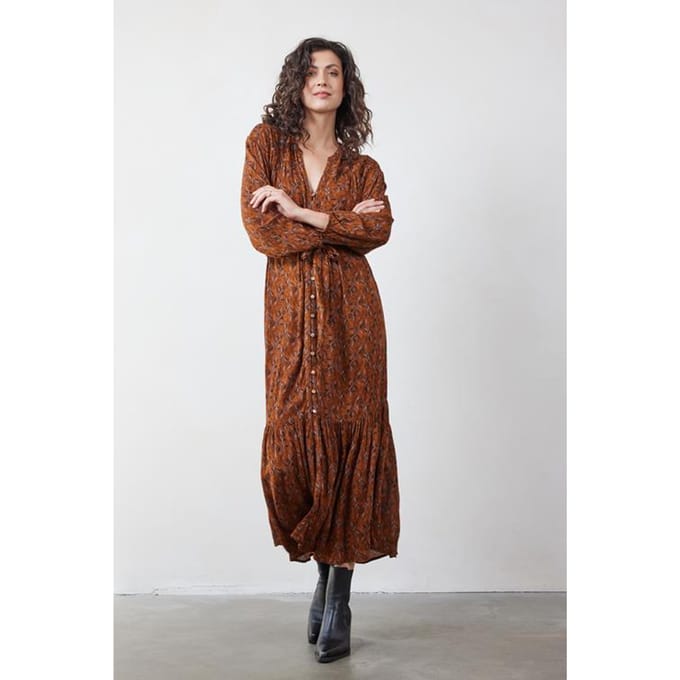 Dress Vidal Brown Funky leaves