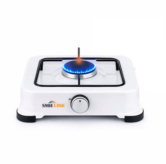 SMH LINE® Gas kooktoestel 1 pits - Camping kooktoestel - Gaskomfoor - Wit