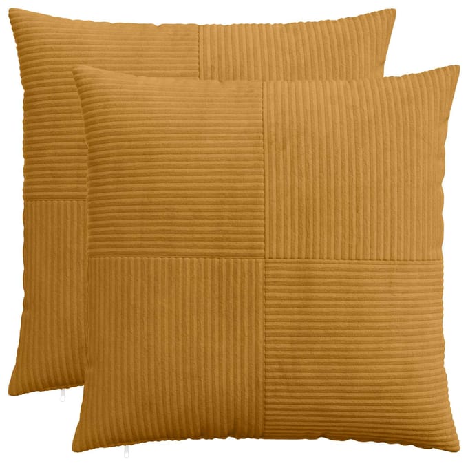 vidaXL - Kussensloop - 2 - pcs - ALMELO - Geel - 65 - x - 65 - cm - corduroy