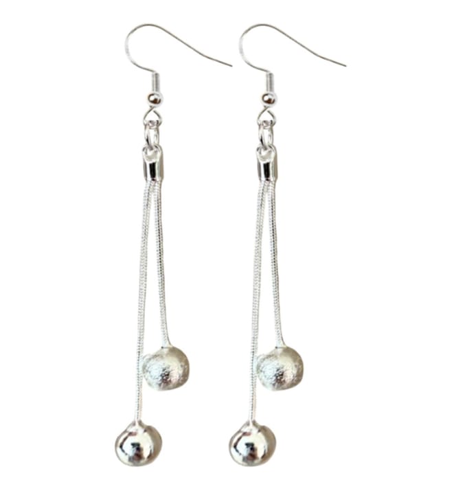 oorbellen- two balls- zilver- Charme Bijoux
