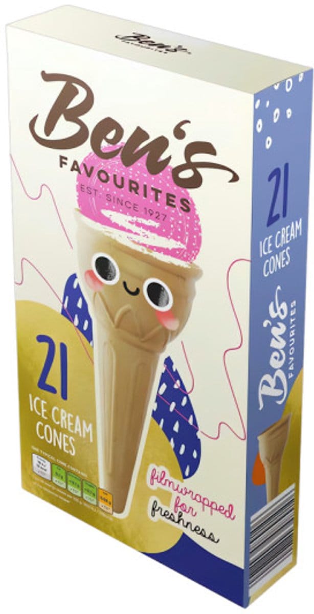 BEN'S FAVOURITES wafelhoorntjes, 21 stuks.