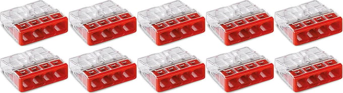WAGO - Lasklem - 4 Polig - 0.5-2.5mm2 - Rood - 10 Stuks
