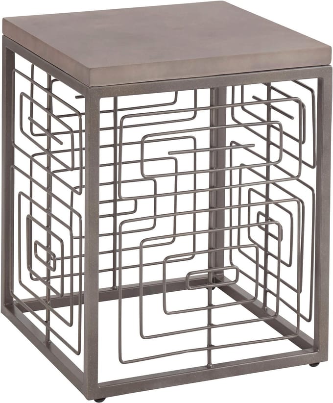 Jungle-Bijzettafel - Beton - Grijs Metaal