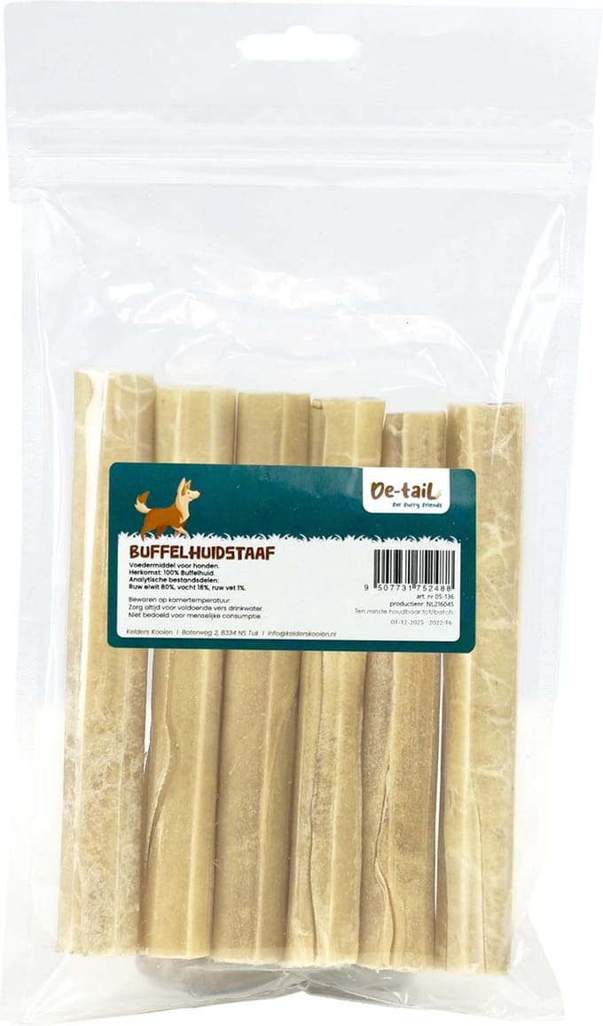 De-Tail Kauwrol 15mmx13 cm buffelhuid 25 gram per stuk 6 pack