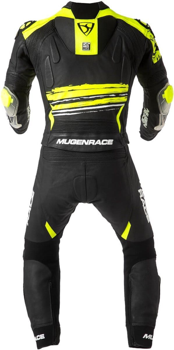 MUGENRACE RC-Max Due Zwart Wit Neon Geel Geperforeerd 2-Delig Motorpak - Racepak