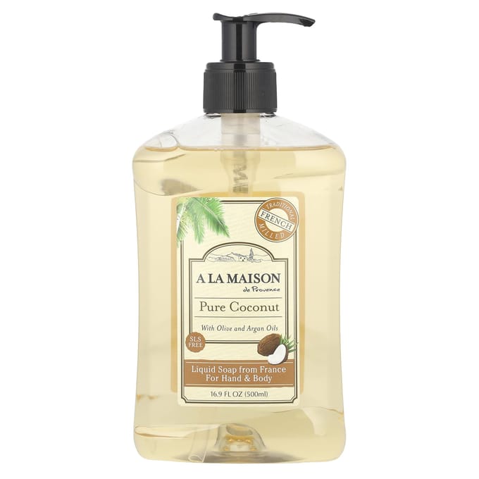 A La Maison de Provence, Savon liquide pour les mains et le corps, noix de coco pure, 500 ml (16,9 onces liquides) beige