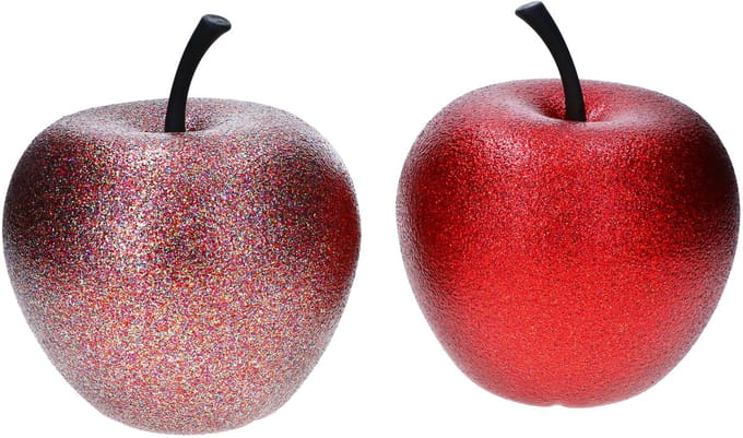Set van 2 Aardewerk Potten Decoratieve Appel XS Koper (Rood) & Brons - 1x E2206-S1-GLMC & 1x E2206-S1-GLMB