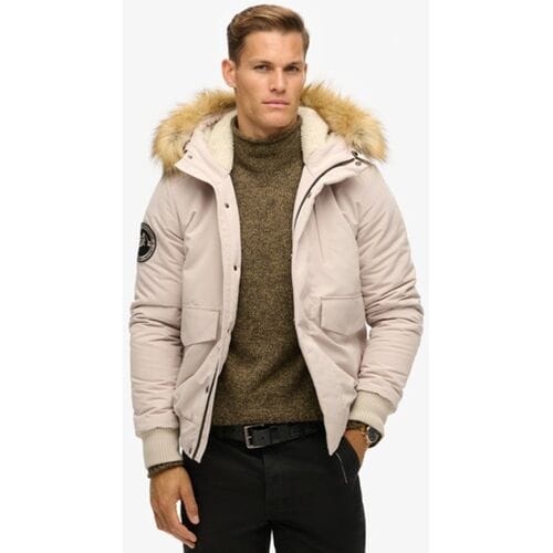 Superdry Everest Pufferbomberjack met Capuchon Beige Grootte: S