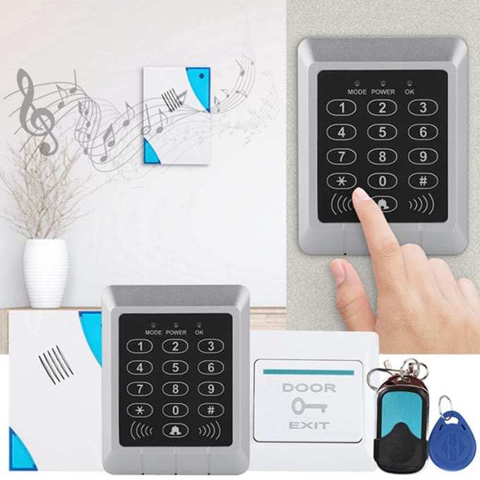 Kit de système de sécurité de porte avec serrure magnétique électrique et carte de contrôle d'accès par mot de passe white