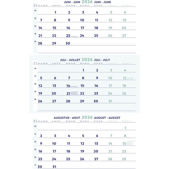 3-Maandkalender 2027 Brepols 30x43cm
