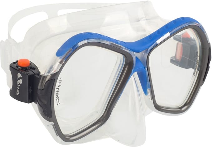Salvas duikmasker PHOENIX silicone blauw snorkelbril volwassenen.