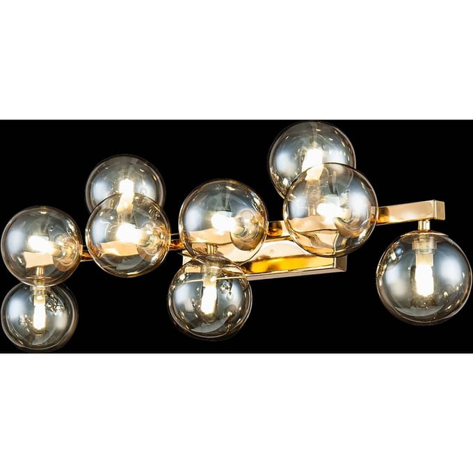 Maytoni Dallas wandlamp met 9 glasbollen, goud